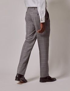 Mid Grey Plaid 3 Piece Tailored Italian Suit - 1913 Collection-preview13