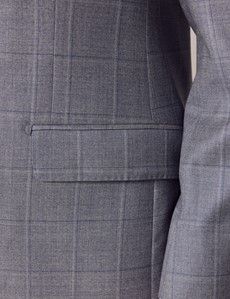 Light Blue Tonal Windowpane Plaid Tailored Fit Suit Jacket - 1913 Collection-preview2