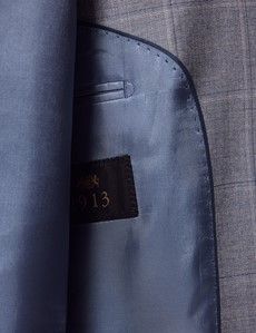 Light Blue Tonal Windowpane Plaid Tailored Fit Suit Jacket - 1913 Collection-preview3