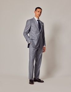 Light Blue Tonal Windowpane Plaid Tailored Fit Suit Jacket - 1913 Collection-preview7