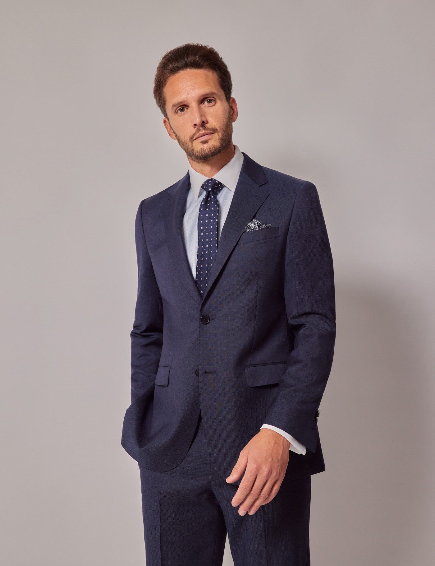 Men's Navy Semi Plain Tailored Suit Jacket | Hawes & Curtis