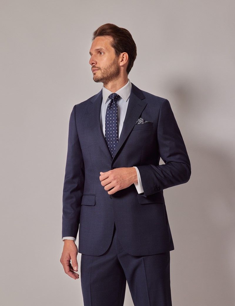 Men's Navy Semi Plain Tailored Suit | Hawes & Curtis