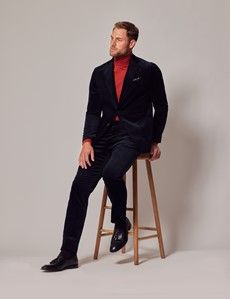 Navy Corduroy Cotton Slim Fit Suit - 1913 Collection