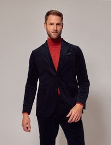 Navy Corduroy Cotton Slim Fit Suit - 1913 Collection-preview6