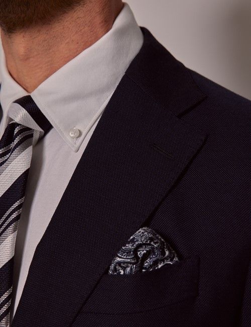 Navy  Italian Cotton-Linen Slim Fit Suit Jacket - 1913 Collection-preview