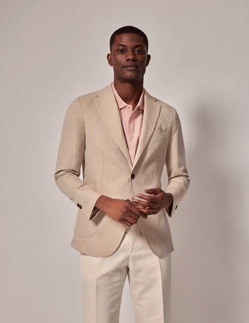 Stone Italian Cotton-Linen Slim Fit Suit Jacket - 1913 Collection 