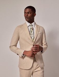 Stone Italian Cotton-Linen Slim Fit Suit - 1913 Collection-preview2
