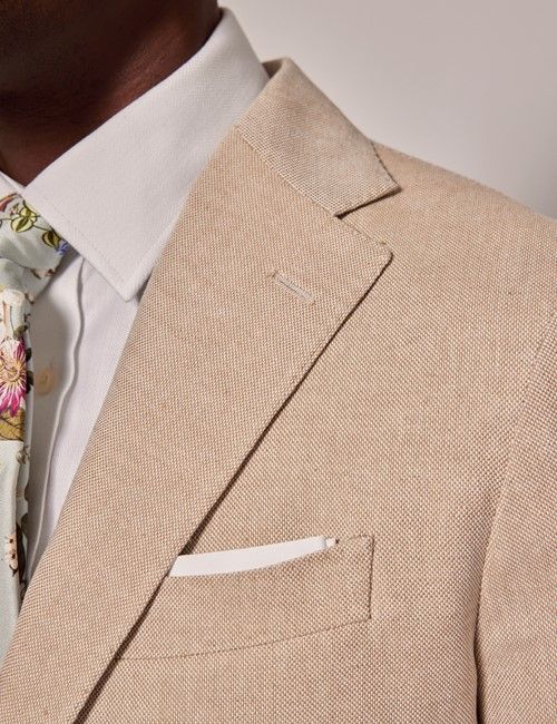 Stone Italian Cotton-Linen Slim Fit Suit - 1913 Collection-preview