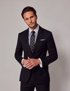 Black Twill Tailored Italian Suit Jacket - 1913 Collection