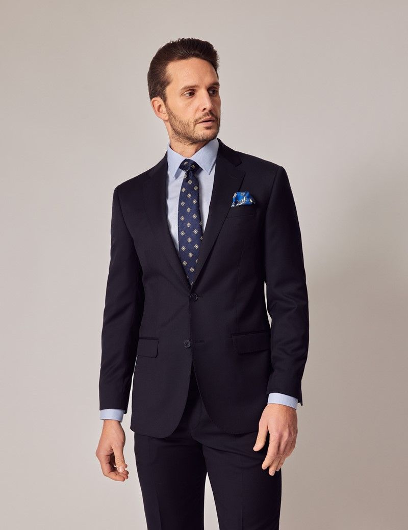 Men's Navy Twill Italian Tailored Suit Jacket - 1913 Collection | Hawes ...