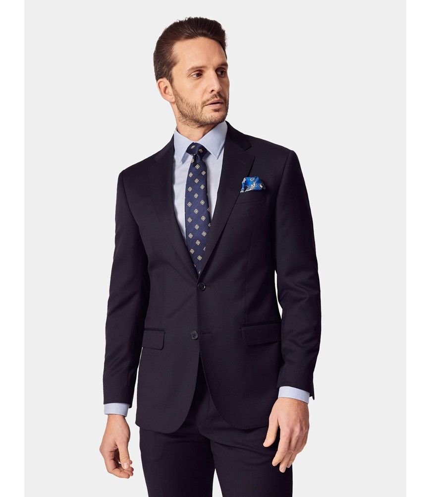 イタリア生地ネイビージャケット Men's Navy Twill Italian Tailored Suit Jacket - 1913