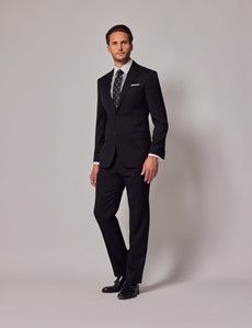 Black Twill Weave Italian Tailored Suit - 1913 Collection