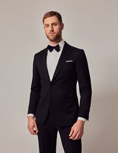 Black Wool Tailored Fit Dinner Suit Jacket - 1913 Collection-preview2