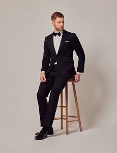 Black Wool Tailored Fit Dinner Suit Jacket - 1913 Collection-preview8