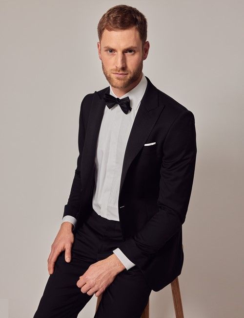Black Wool Tailored Fit Dinner Suit Jacket - 1913 Collection