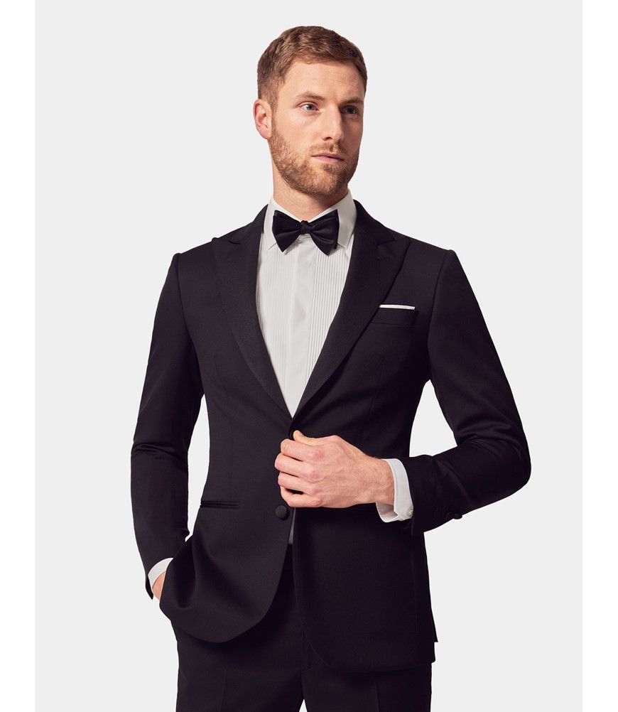Men's Black Wool Tailored Fit Dinner Suit Jacket - 1913