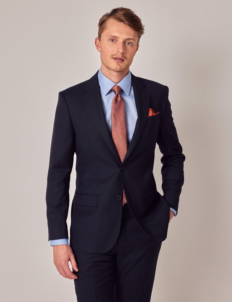 Men's Navy Birdseye Plain Tailored Fit Suit - 1913 Collection | Hawes ...