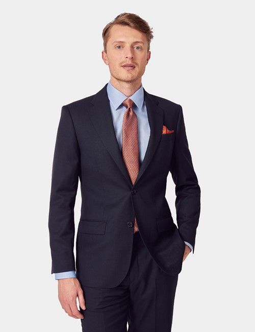 Tailored Fit Navy Birdseye Suit
