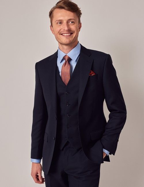 Navy Birdseye 3 Piece Italian Tailored Suit - 1913 Collection
