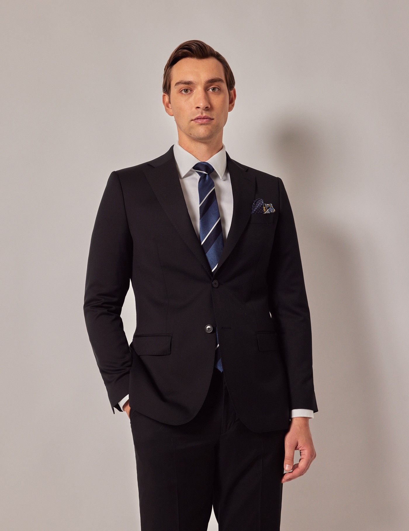 Men's Black Italian Wool Slim Fit Suit Jacket - 1913 Collection | Hawes ...