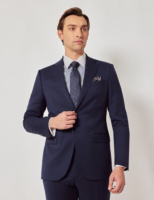 Dark Blue Italian Wool Slim Fit Suit Jacket - 1913 Collection