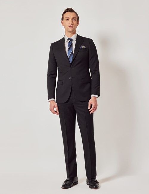 Black Italian Wool Slim Fit Suit - 1913 Collection