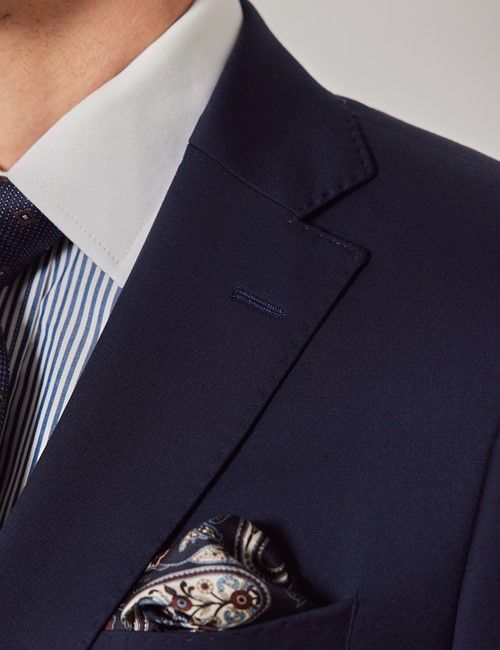 Dark Blue Italian Wool Slim Fit Suit - 1913 Collection-preview