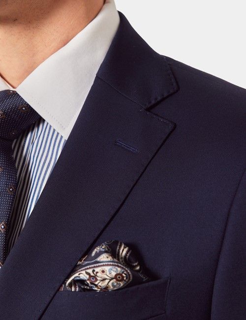 Dark Blue Italian Wool Slim Fit Suit - 1913 Collection-preview
