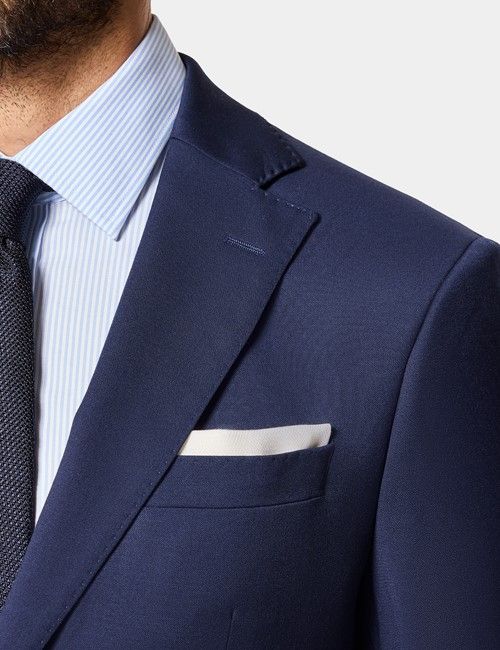 Slim Fit Navy & White Bengal Stripe Twill Non-Iron Shirt