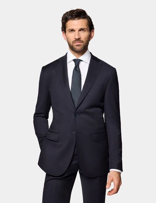 Non-Iron Blue & White Large Check Fitted Slim Shirt