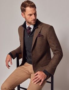 Brown Tweed Slim Suit Jacket - 1913 Collection