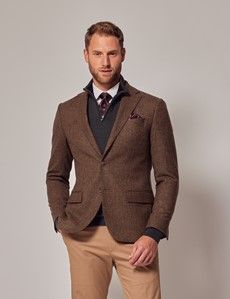 Brown Tweed Slim Suit Jacket - 1913 Collection-preview3