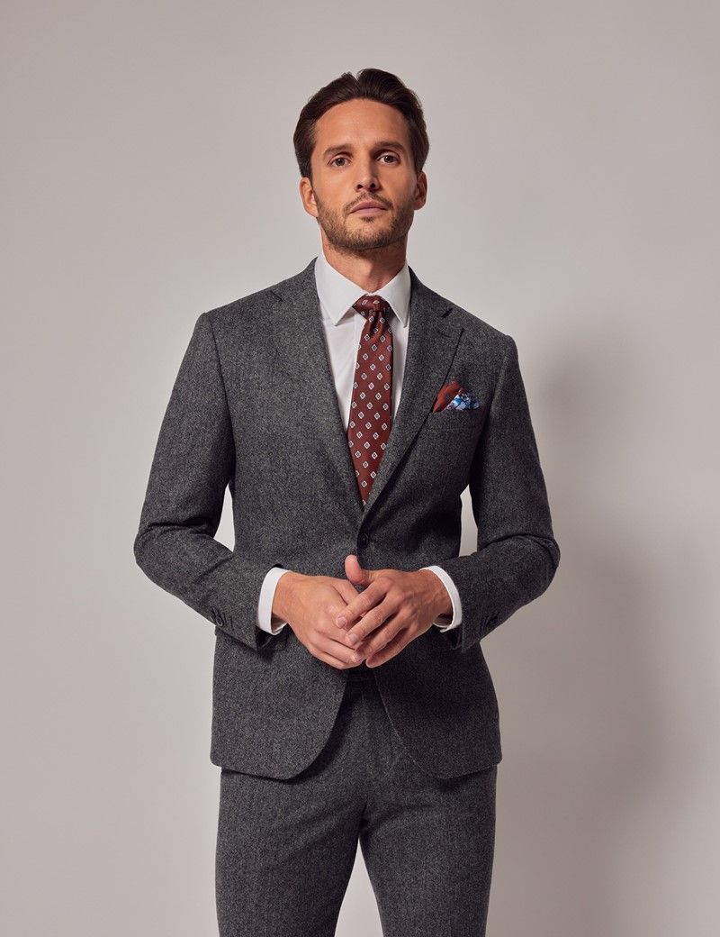 Tweed Two Piece Slim Fit Suit in Grey - 1913 Collection | Hawes & Curtis