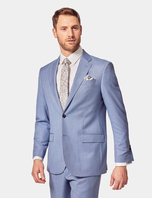Tailored Fit Light Blue Sharkskin 1913 Suit Jacket
