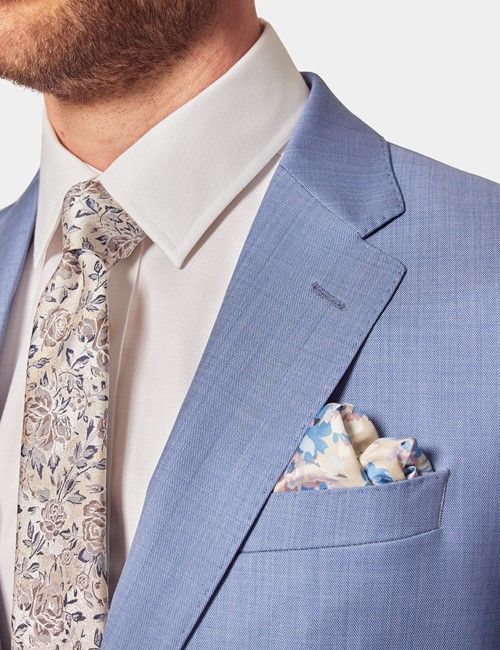 Tailored Fit Light Blue Sharkskin 1913 Suit Jacket-preview