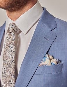 Light Blue Sharkskin Tailored Italian Suit - 1913 Collection-preview1