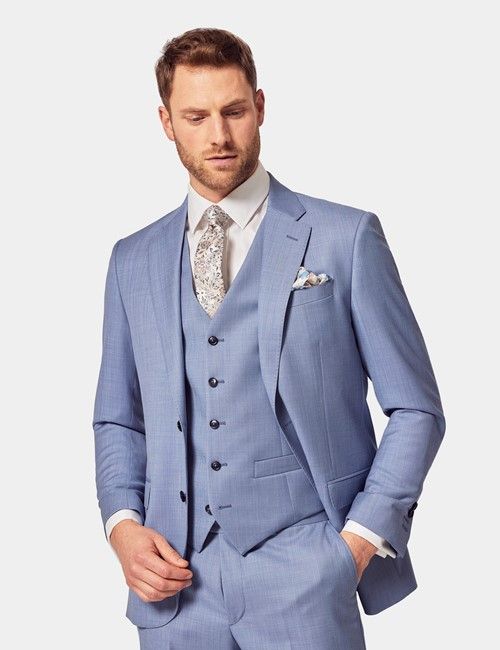 Tailored Fit Light Blue Sharkskin 1913 Suit