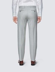 Men’s Light Grey Tailored Fit Sharkskin 3 Piece Italian Suit - 1913 Collection-preview9