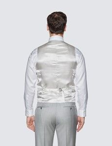 Men’s Light Grey Tailored Fit Sharkskin 3 Piece Italian Suit - 1913 Collection-preview12