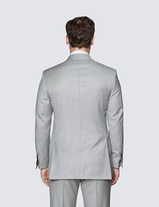 Men’s Light Grey Tailored Fit Sharkskin 3 Piece Italian Suit - 1913 Collection-preview2