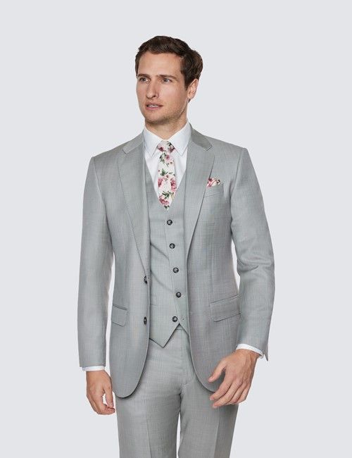 Tailored Fit Light Grey Sharkskin 1913 Suit-preview