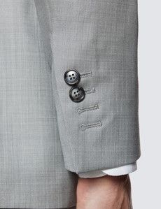 Men’s Light Grey Tailored Fit Sharkskin 3 Piece Italian Suit - 1913 Collection-preview6