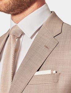 Tailored Fit Stone Sharkskin 1913 Suit Jacket