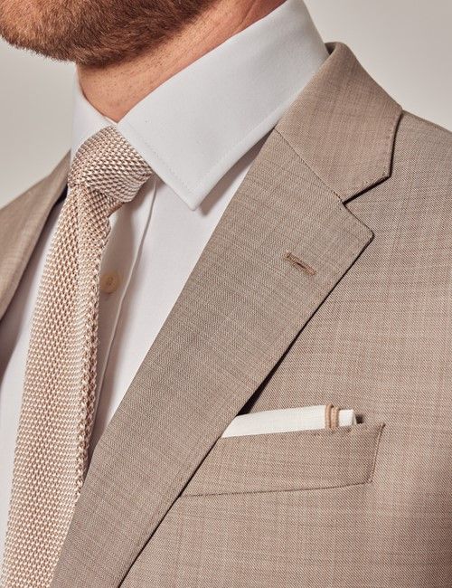 Stone Sharkskin Tailored Italian Suit - 1913 Collection-preview