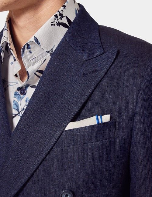 Tailored Fit Navy Herringbone 1913 Suit Jacket-preview