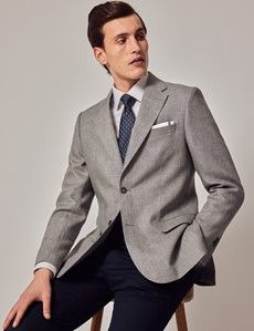 Grey Linen Tailored Suit Jacket-preview9