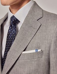 Grey Linen Tailored Suit Jacket-preview1