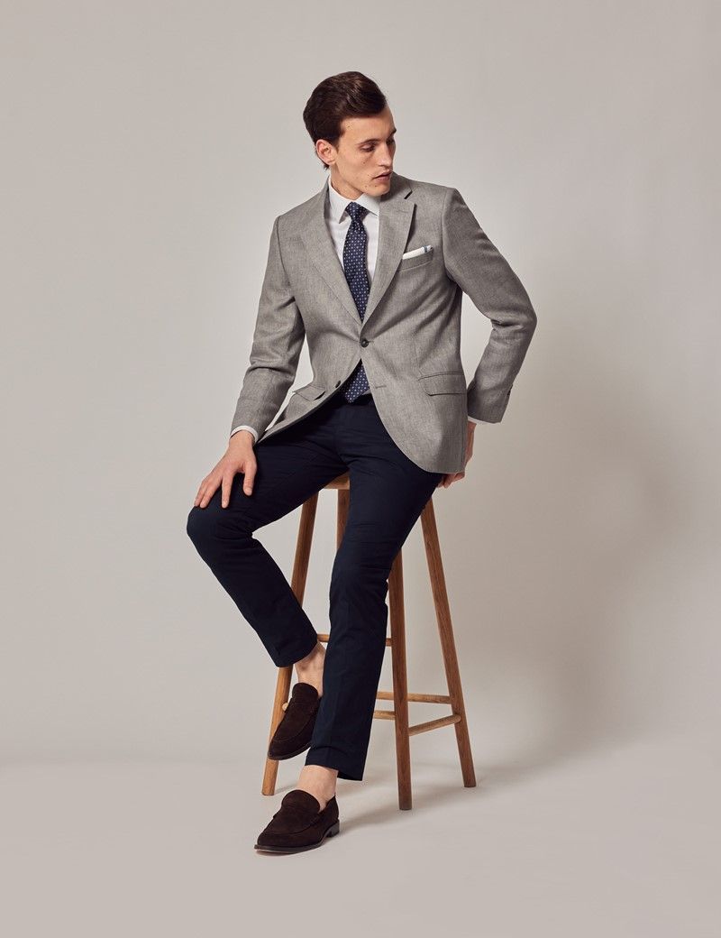 Grey linen suit jacket hotsell