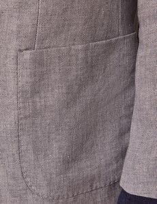 Light Grey Hopsack Linen Italian Slim Suit Jacket - 1913 Collection-preview2