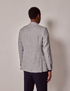 Light Grey Hopsack Linen Italian Slim Suit Jacket - 1913 Collection-preview4